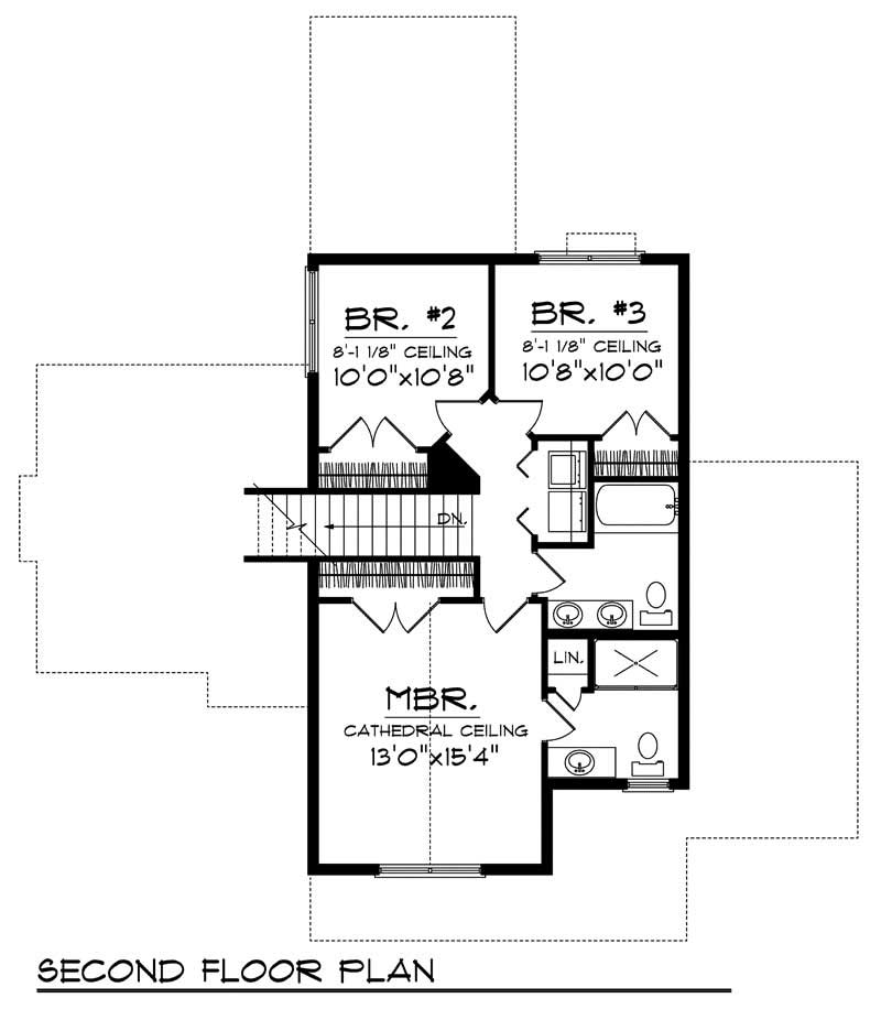 Floor Plan Second Story of Ranch Plan #101-1462