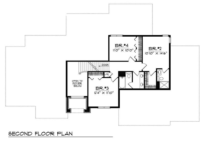 Floor Plan Second Story of European Plan #101-1463