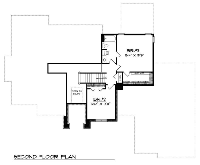 Floor Plan Second Story of Craftsman Plan #101-1467