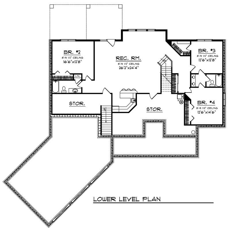 Floor Plan Basement of European Plan #101-1484