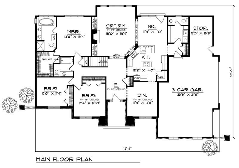 Floor Plan First Story of Ranch Plan #101-1485