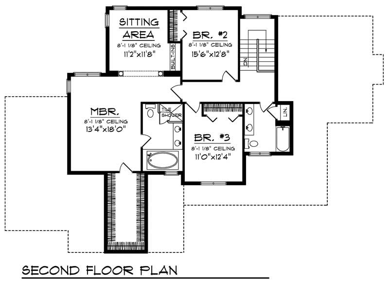 Floor Plan Second Story of Country Plan #101-1490