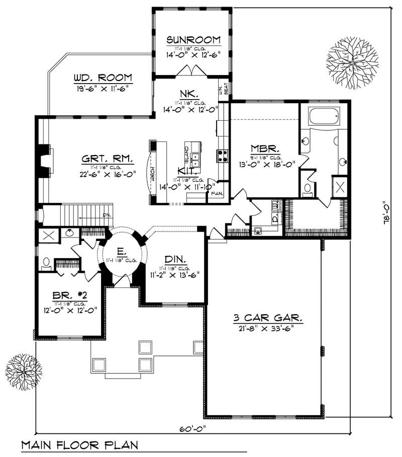 Floor Plan First Story of Ranch Plan #101-1497