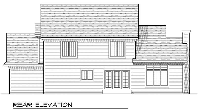 Home Plan Rear Elevation of this 4-Bedroom,2372 Sq Ft Plan -101-1513