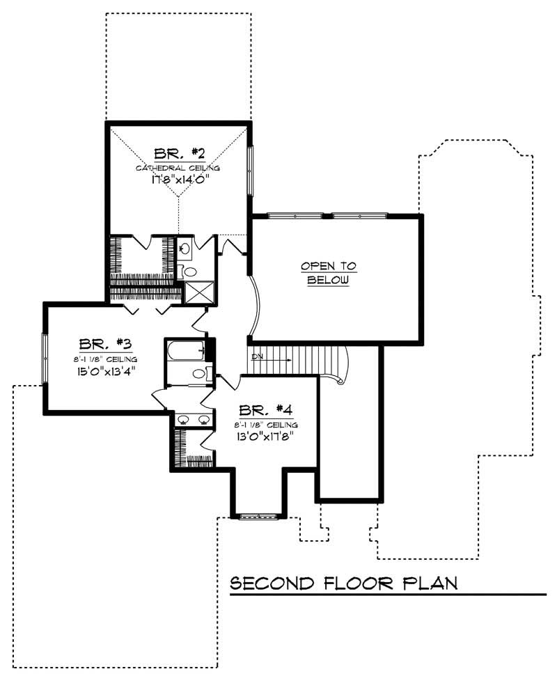 Floor Plan Second Story of European Plan #101-1515