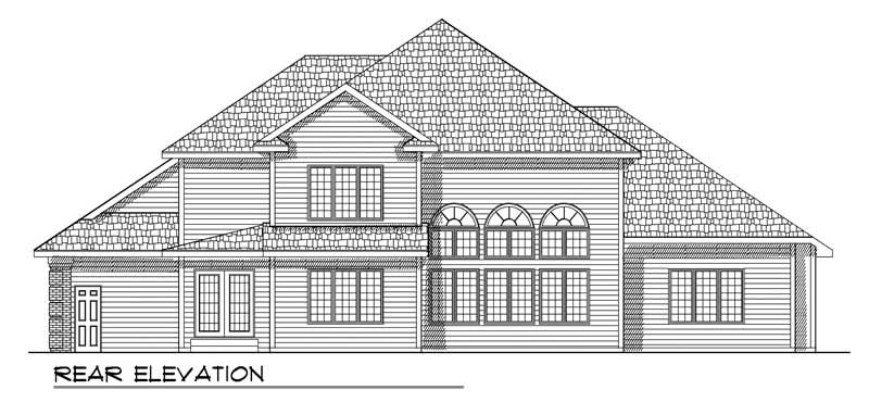 Home Plan Rear Elevation of this 4-Bedroom,3339 Sq Ft Plan -101-1518