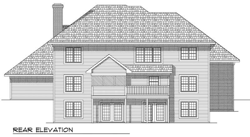 Home Plan Rear Elevation of this 4-Bedroom,3204 Sq Ft Plan -101-1543
