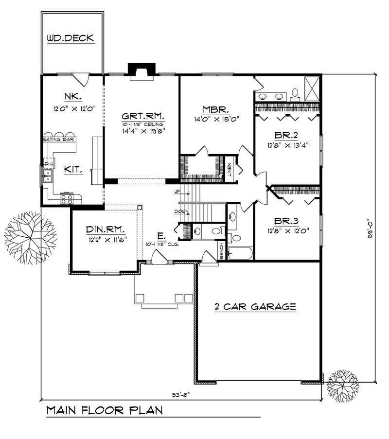 Floor Plan First Story of Ranch Plan #101-1552