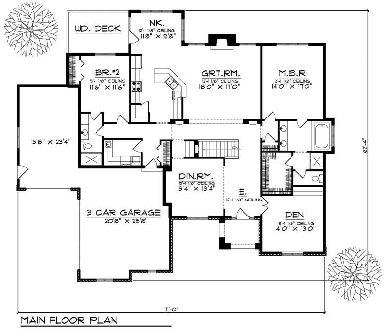 Floor Plan First Story of Ranch Plan #101-1556