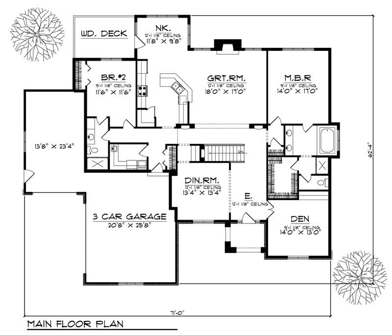 Floor Plan First Story of Ranch Plan #101-1557