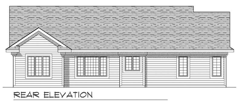 Home Plan Rear Elevation of this 3-Bedroom,1588 Sq Ft Plan -101-1558