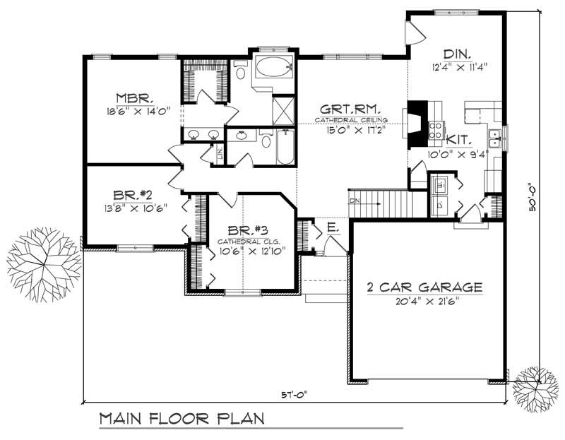 Floor Plan First Story of Craftsman Plan #101-1558