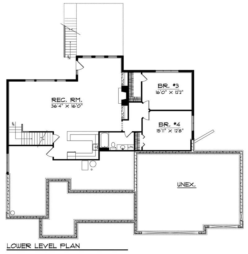 Floor Plan Basement of Ranch Plan #101-1560