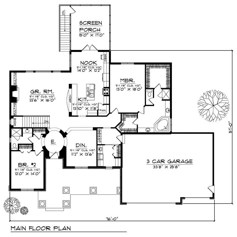 Floor Plan First Story of Ranch Plan #101-1560