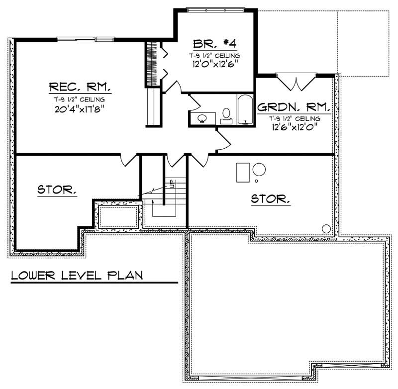 Floor Plan Basement of Ranch Plan #101-1569