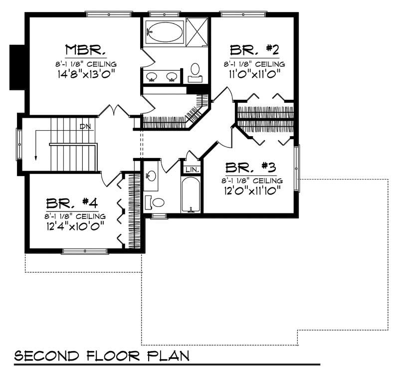 Floor Plan Second Story of Country Plan #101-1570