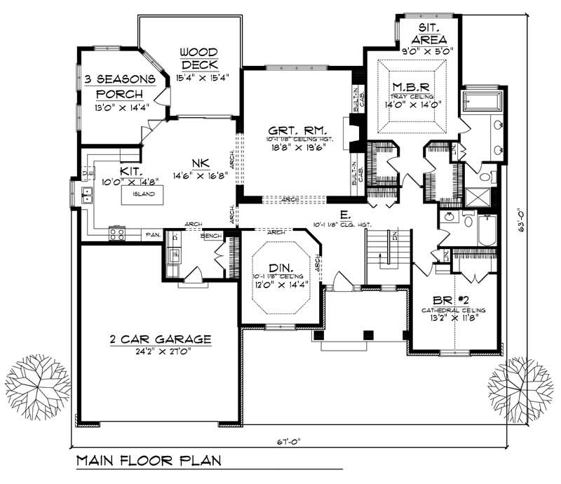 Floor Plan First Story of Ranch Plan #101-1576