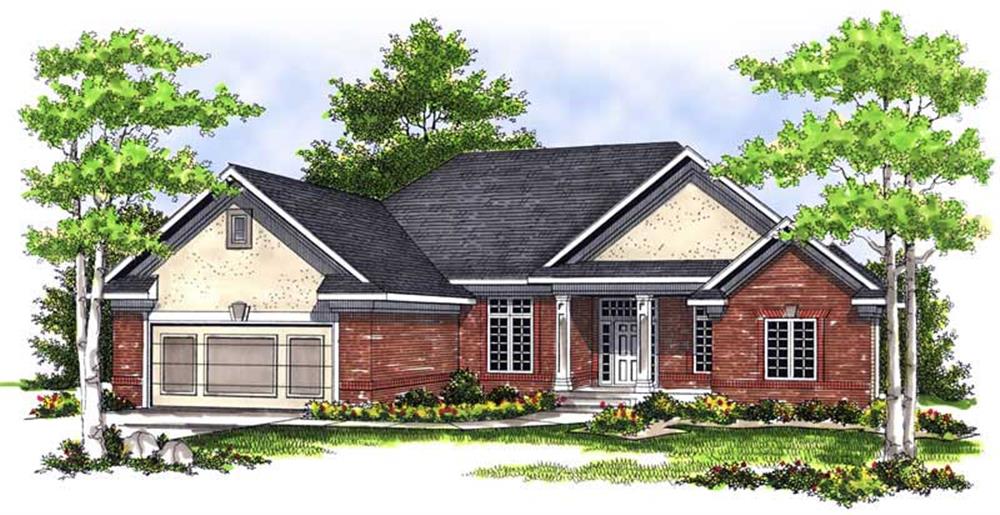 Front elevation of Ranch home (ThePlanCollection: House Plan #101-1576)
