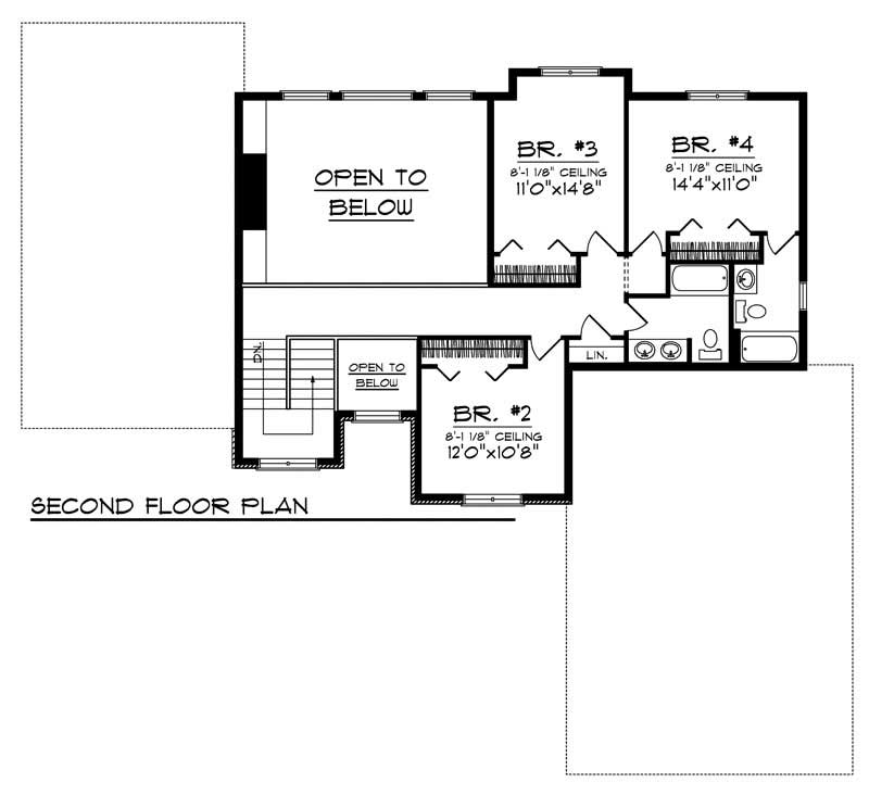 Floor Plan Second Story of European Plan #101-1577
