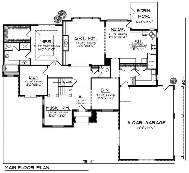 Floor Plan First Story of European Plan #101-1584