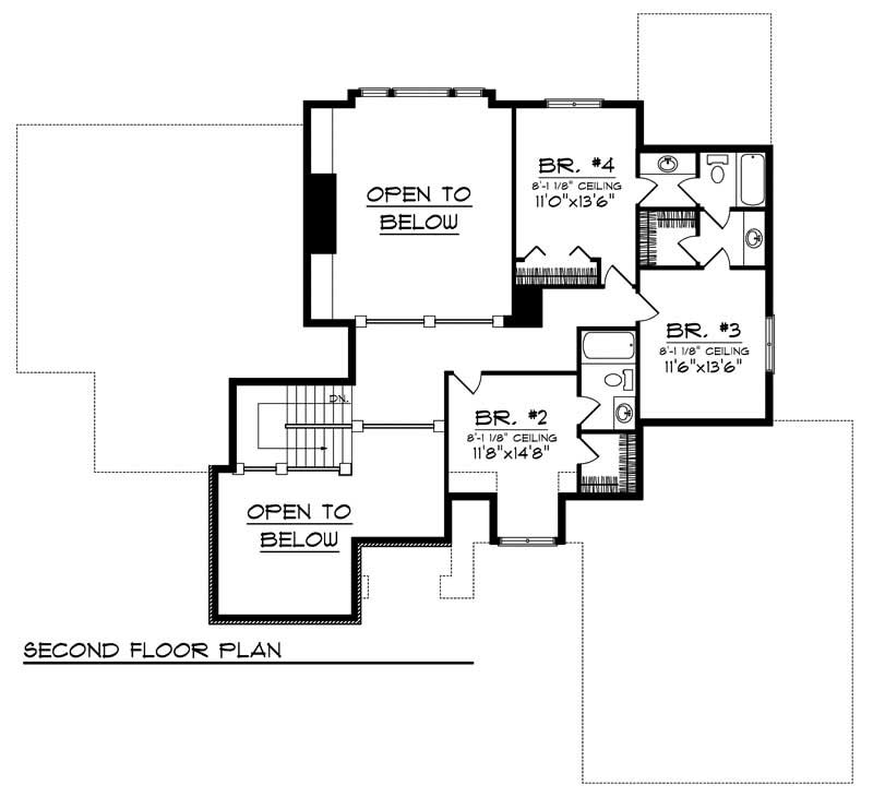 Floor Plan Second Story of European Plan #101-1584
