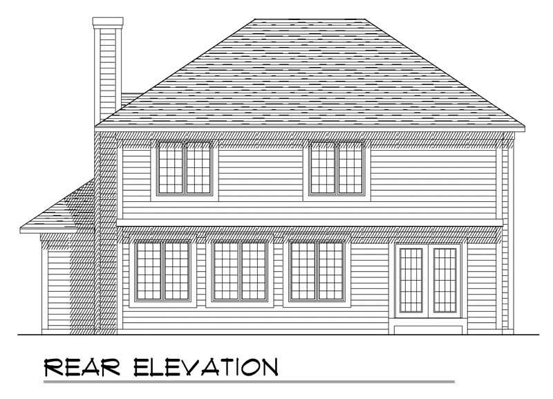 Home Plan Rear Elevation of this 4-Bedroom,2118 Sq Ft Plan -101-1593