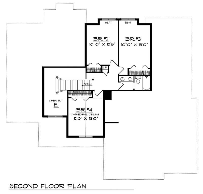 Floor Plan Second Story of Country Plan #101-1595