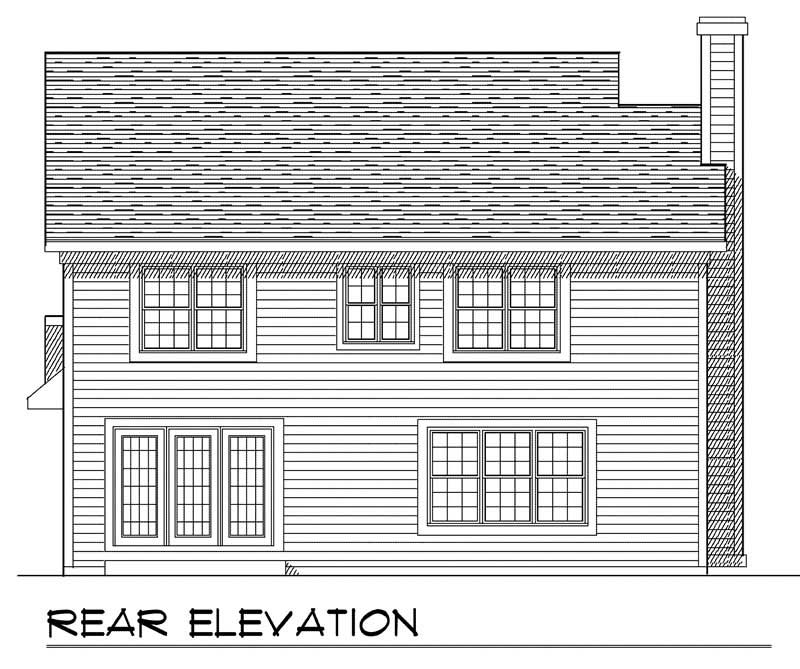 Home Plan Rear Elevation of this 3-Bedroom,1709 Sq Ft Plan -101-1599