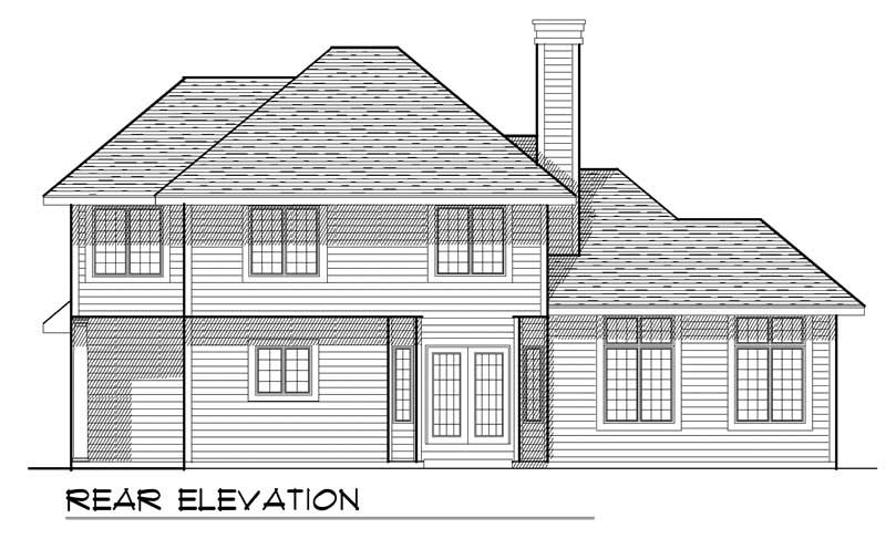 Home Plan Rear Elevation of this 4-Bedroom,2264 Sq Ft Plan -101-1605