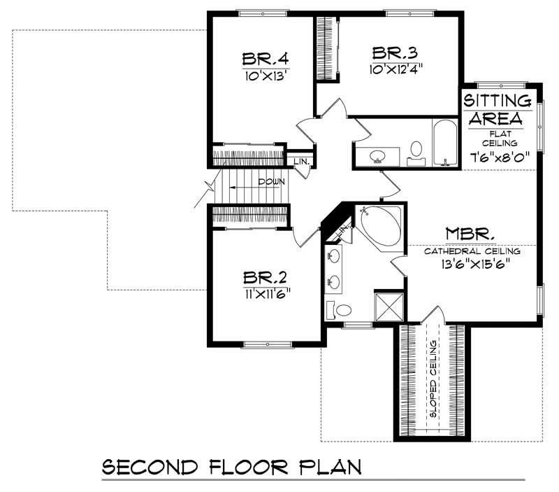 Floor Plan Second Story of Country Plan #101-1605