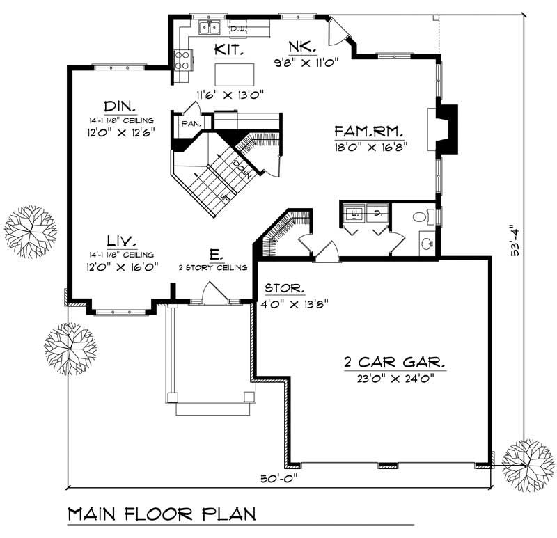 Floor Plan First Story of Colonial Plan #101-1607