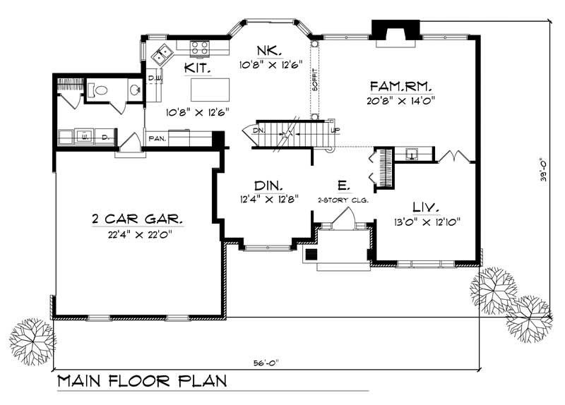 Floor Plan First Story of Prairie Plan #101-1625