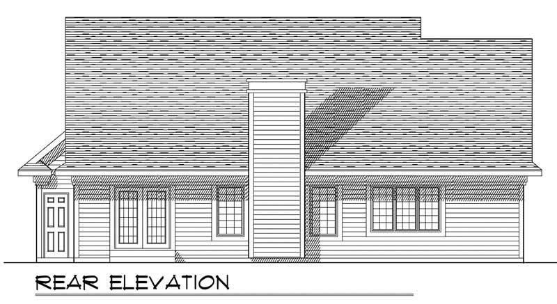 Home Plan Rear Elevation of this 3-Bedroom,1537 Sq Ft Plan -101-1628