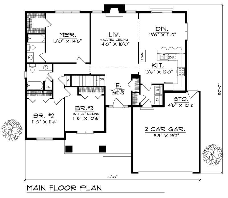 Floor Plan First Story of Country Plan #101-1628