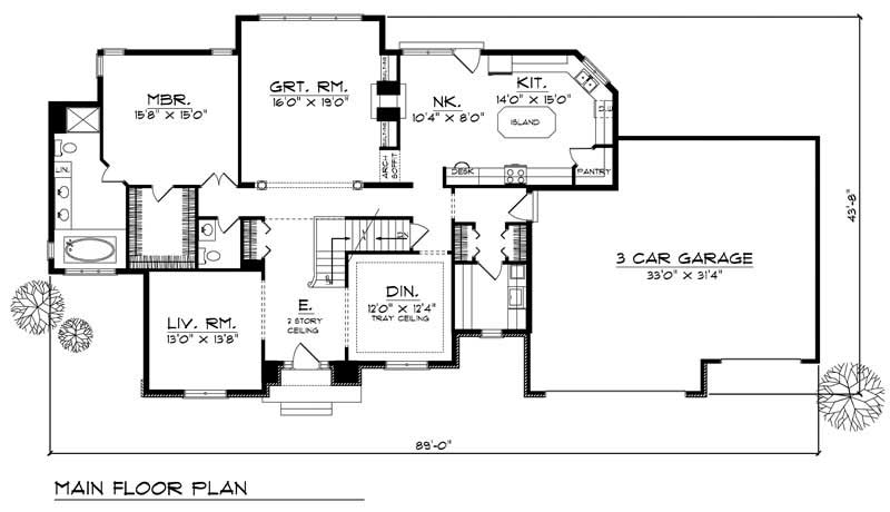 Floor Plan First Story of European Plan #101-1630