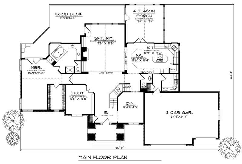 Floor Plan First Story of Colonial Plan #101-1632