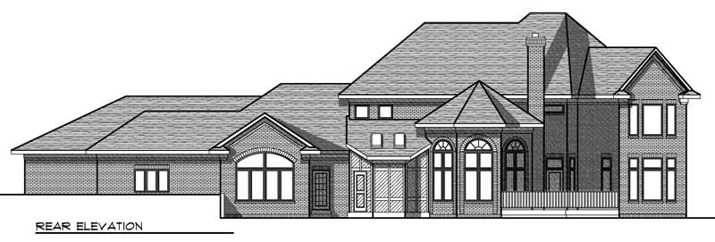 Home Plan Rear Elevation of this 5-Bedroom,5009 Sq Ft Plan -101-1643