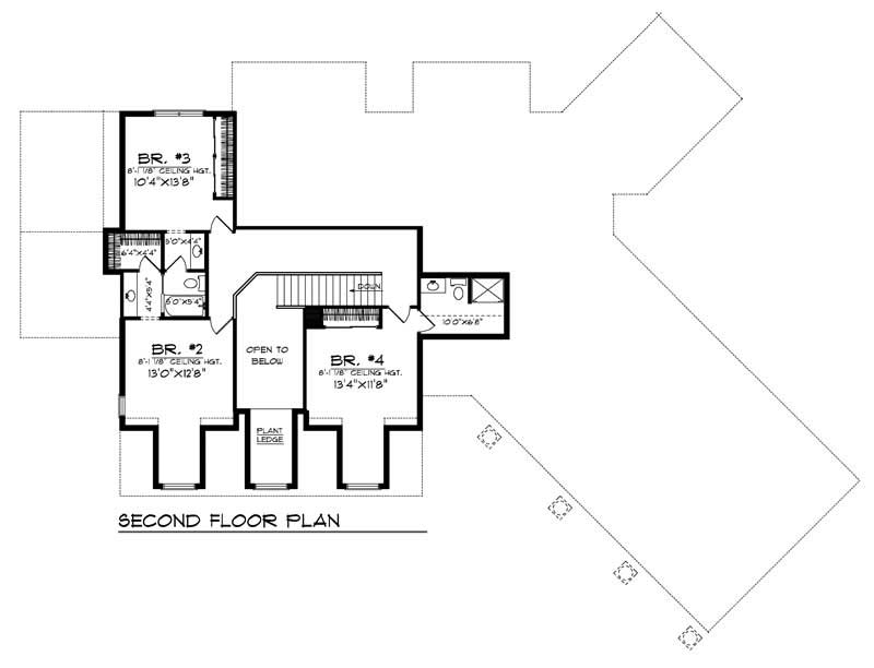 Floor Plan Second Story of Country Plan #101-1650