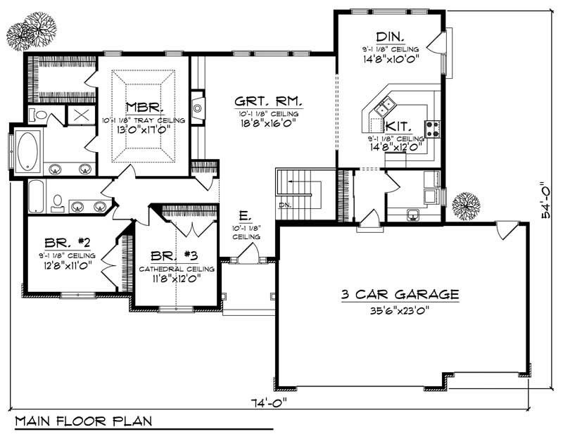 Floor Plan First Story of Country Plan #101-1659