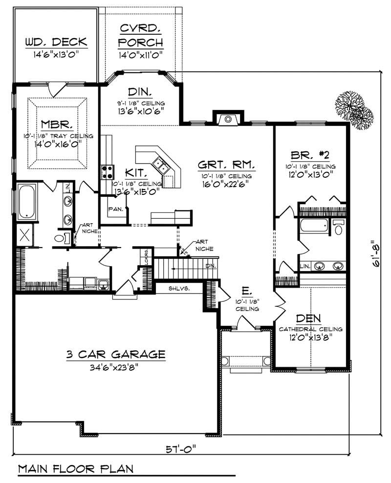 Floor Plan First Story of Ranch Plan #101-1662