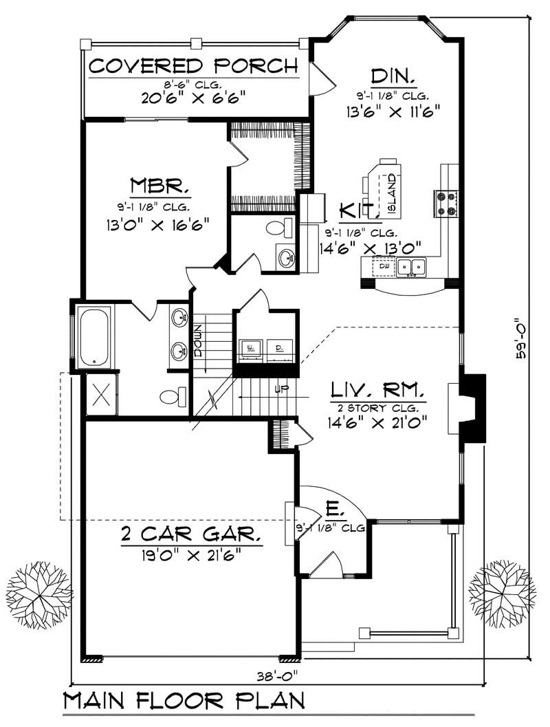 Floor Plan First Story of Country Plan #101-1663