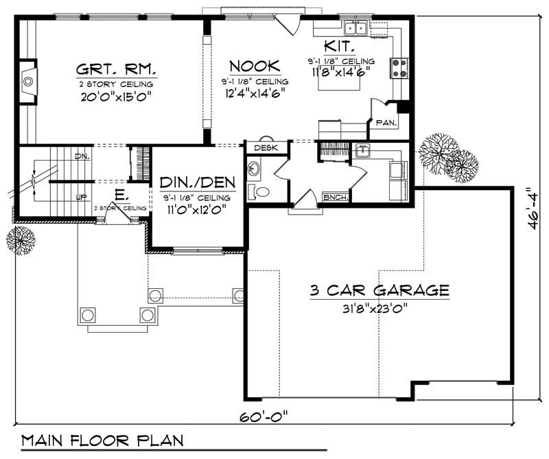 Floor Plan First Story of Country Plan #101-1666