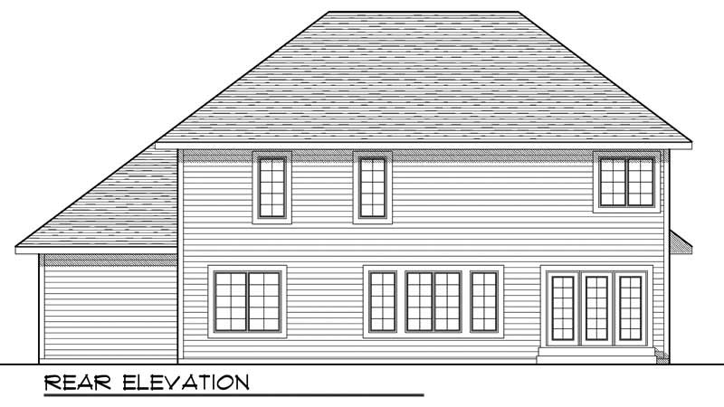 Home Plan Rear Elevation of this 4-Bedroom,2401 Sq Ft Plan -101-1667