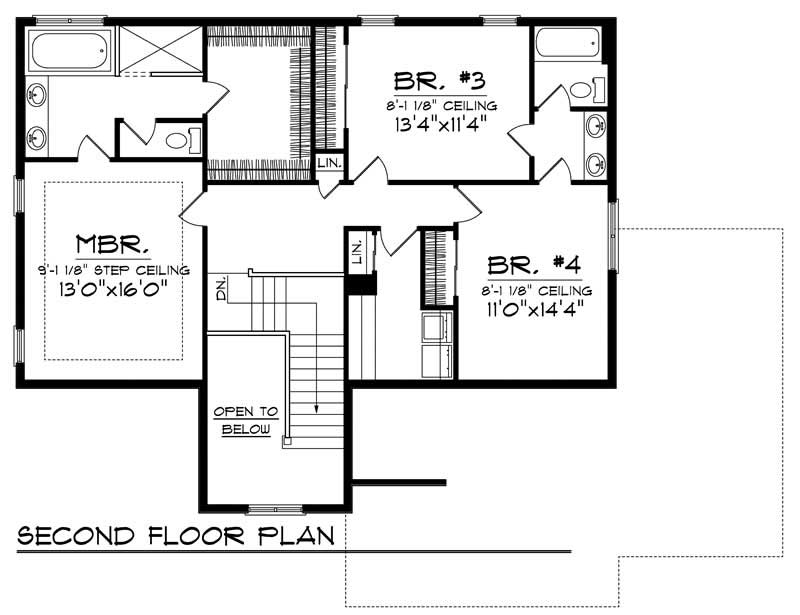 Floor Plan Second Story of Country Plan #101-1667