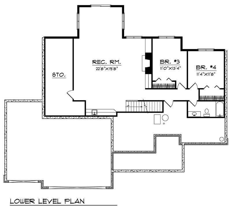 Floor Plan Basement of Ranch Plan #101-1696