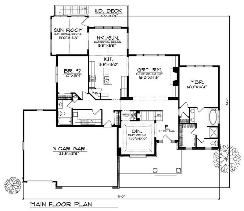 Floor Plan First Story of Ranch Plan #101-1696