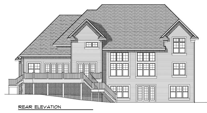 Home Plan Rear Elevation of this 4-Bedroom,4448 Sq Ft Plan -101-1698
