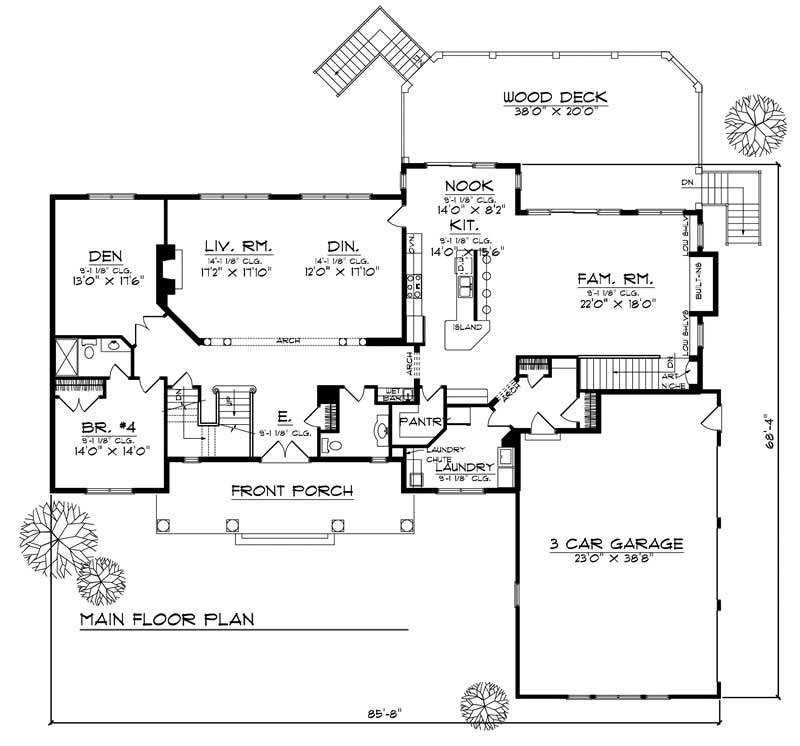 Floor Plan First Story of Country Plan #101-1698