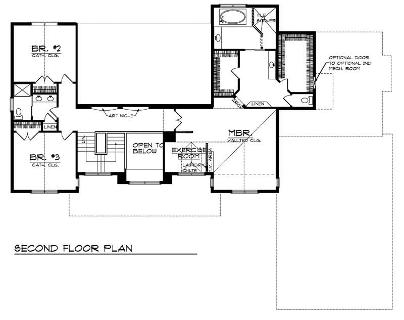 Floor Plan Second Story of Country Plan #101-1698
