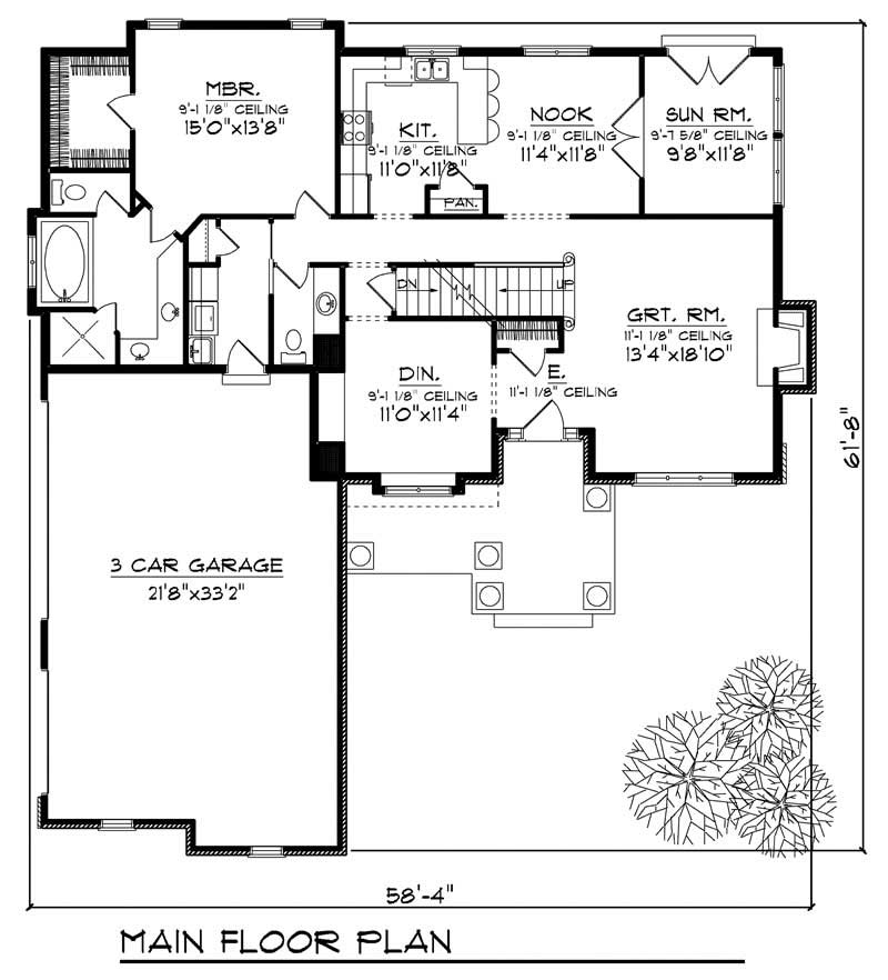 Floor Plan First Story of European Plan #101-1709
